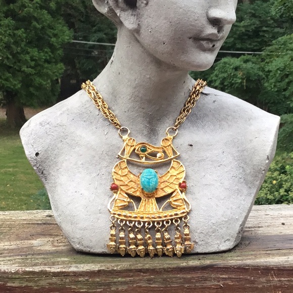 COPY - Vintage Eye of Horus large necklace goldtone - Picture 2 of 11